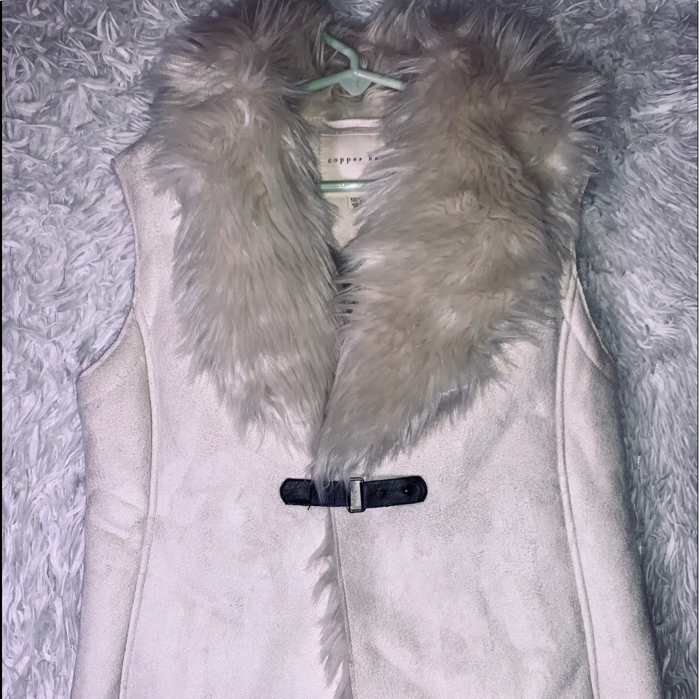 Copper Key Faux Fur Faux Suede Vest.